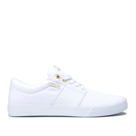 Supra Mens STACKS II VULC White/Gold/white Low Top Shoes | CA-59094